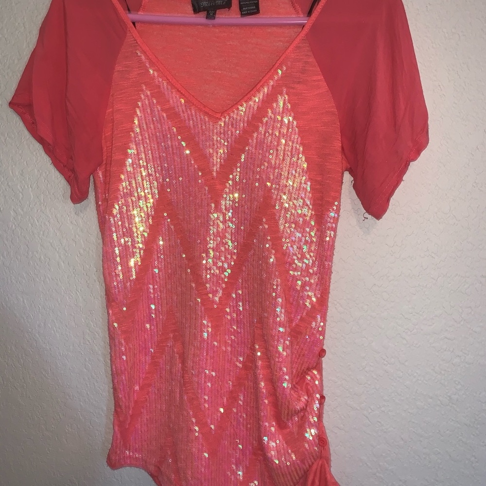 Miss Me pink sequin top Size M
